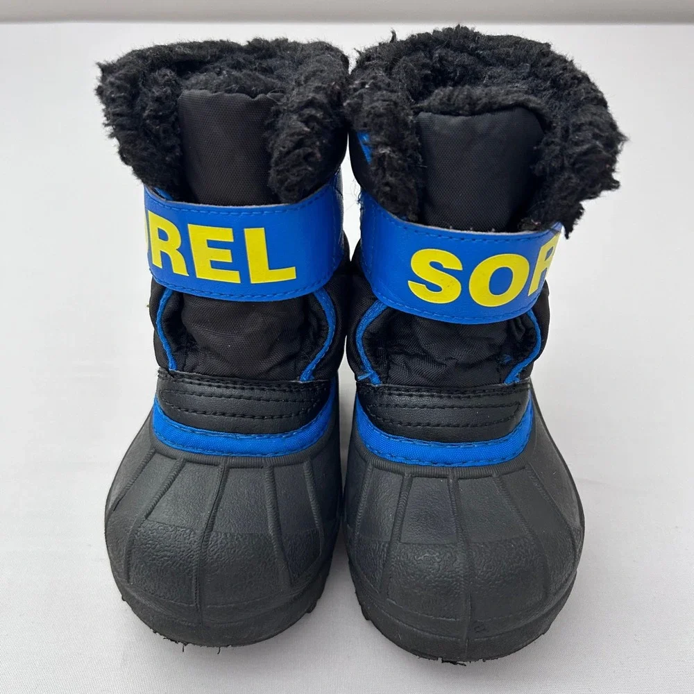 Sorel Snow Commander Boots Little Kids 6 Black Blue Waterproof Insulated Winter